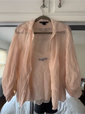 Ralph Lauren Soft Pink Blouse with Sheer Tank